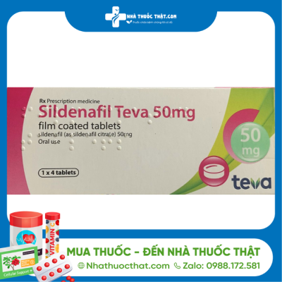 Sildenafil Teva 50mg - Hộp 4 viên - Điều trị rối loạn cương dương