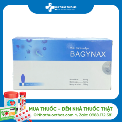 Viên Đặt Âm Đạo Bagynax Hộp 10 viên - Giảm Viêm Âm Đạo Hiệu Quả 2 Bagynax - Điều trị viêm nhiễm âm đạo - Hộp 2 vỉ x 5 viên