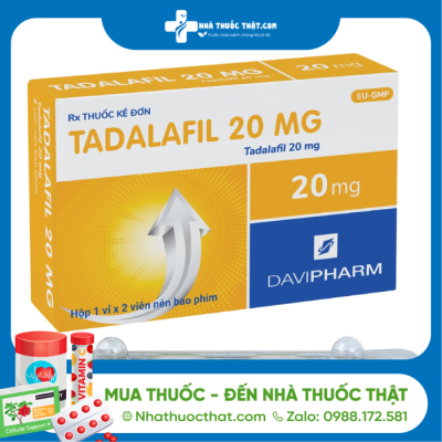 Tadalafil 20mg - Hộp 2 viên - Điều trị rối loạn cương dương