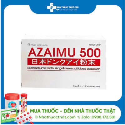 Thuốc Azaimu 500 - Hộp 3 Vỉ - Điều Trị Rối Loạn Kinh Nguyệt, Đau Bụng Kinh, Táo Bón