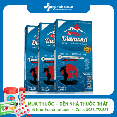 Bao cao su cao cấp OKIWA DIAMOND Hộp 10 Cái - Siêu Mỏng Chống Xuất Tinh Sớm