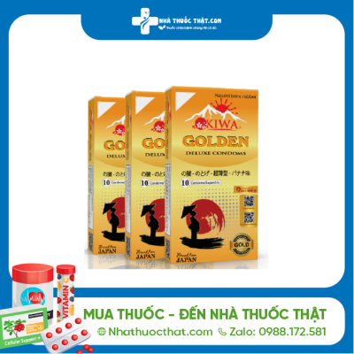 Bao cao su Okiwa Golden Hộp 10 Cái - Siêu Mỏng Kéo Dài Thời Gian